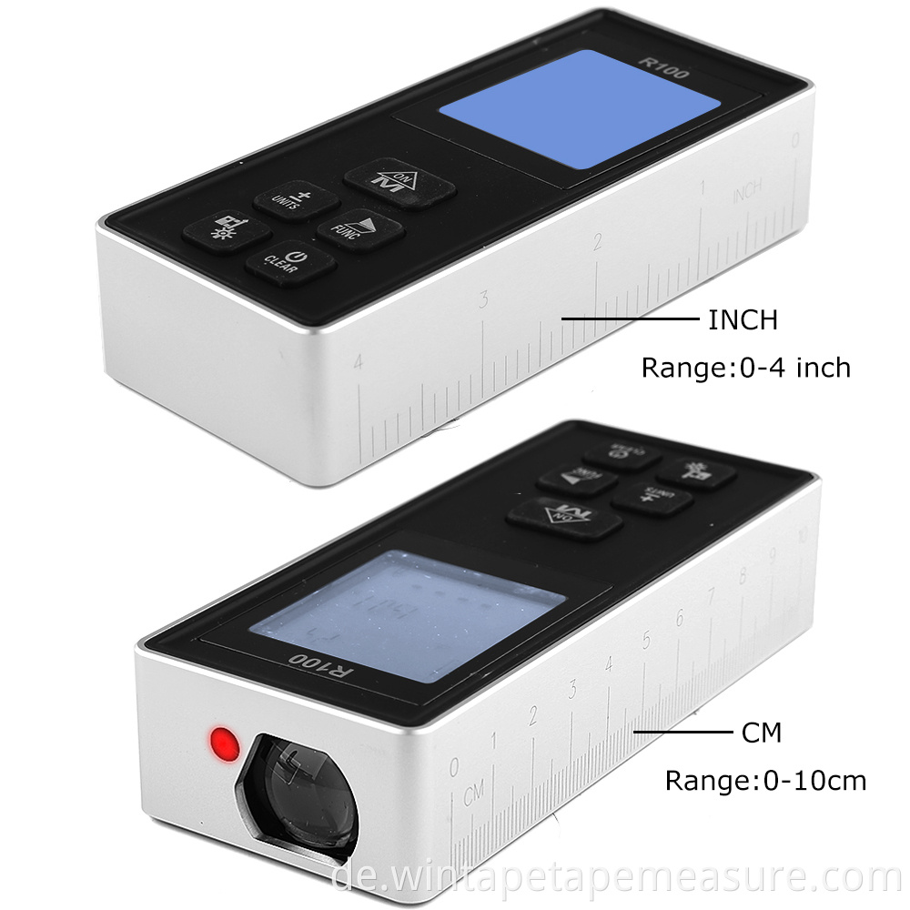 100m Digital Tape Meter Ranger Entfernungsmesswerkzeug Lasermessung Laser-Entfernungsmesser Entfernungsmesser +/-1,5 mm 0,1-3 S R100